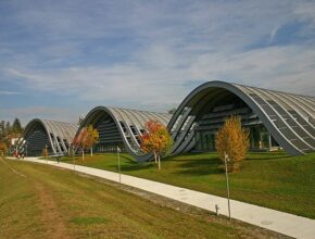 Opere architettoniche di Renzo Piano. Klee Zentrum Ansicht.